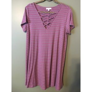 Strap cage front Striped Knit Dress by Love Fire